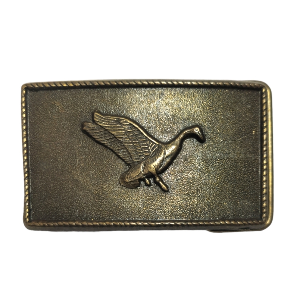 Vintage Solid Brass Flying Bird Belt Buckle 1940s